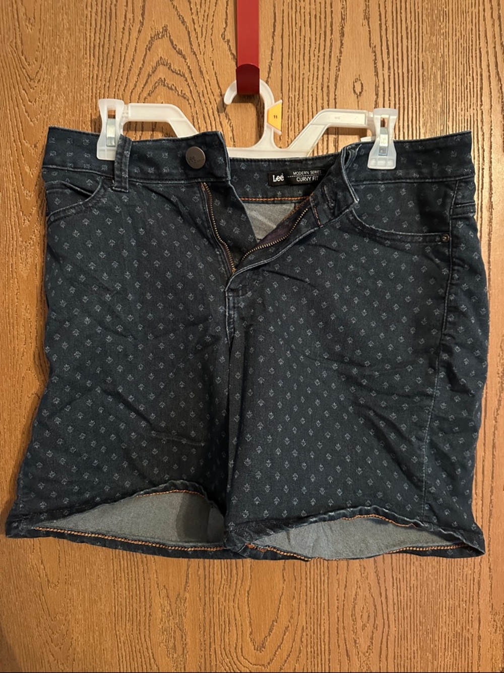 Lee Navy Micro-Print Denim Shorts